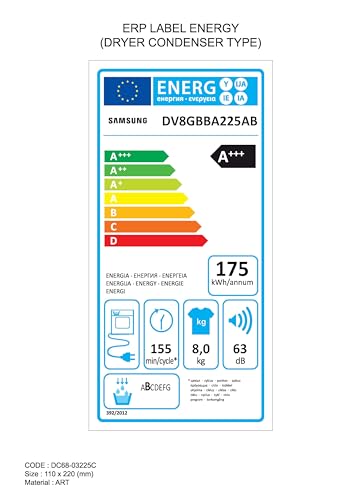 Energielabel des Samsung DV8GBBA225ABEG